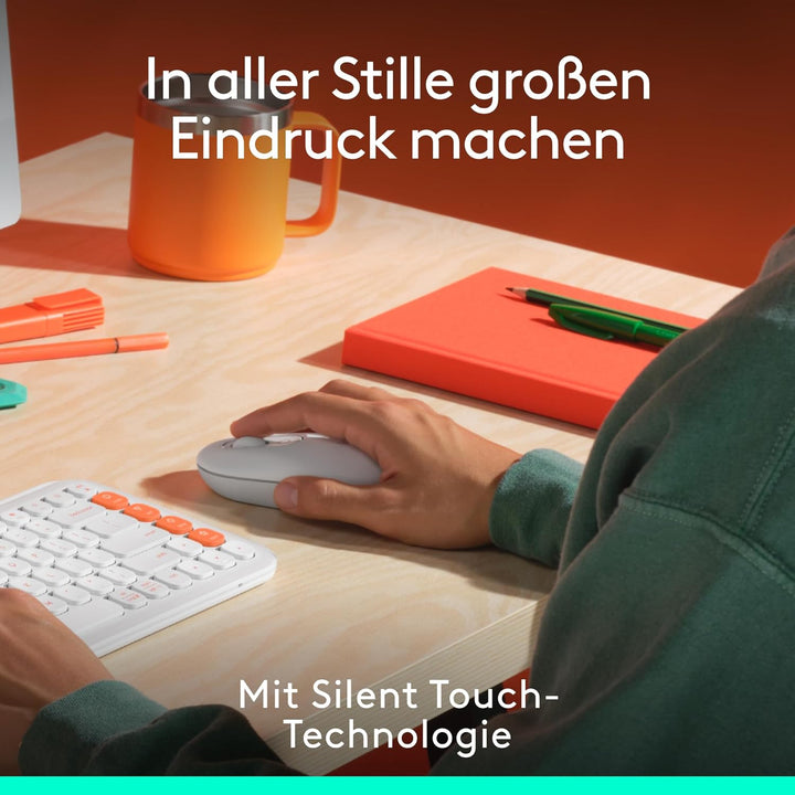 Logitech POP Mouse, kompakte und Mobile kabellose Bluetooth-Maus mit programmierbaren Tasten und lei