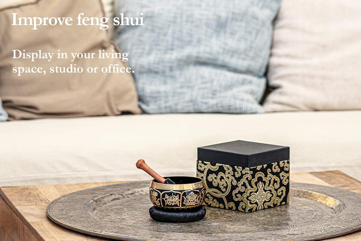 Sonic Energy Ornamental Singing Bowl – Geschenke Set, 400g Klangschale – Meditation, Deko, Yoga – in