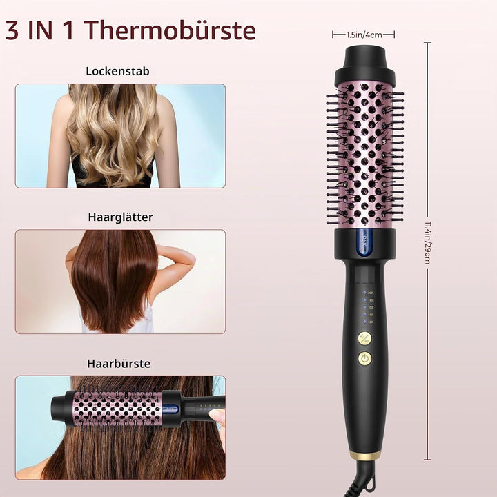 UKLISS Thermal Brush Ionen Keramik Thermobürste 38MM, 130°C-200°C mit 5 Temperaturstufen, Doppel-PTC