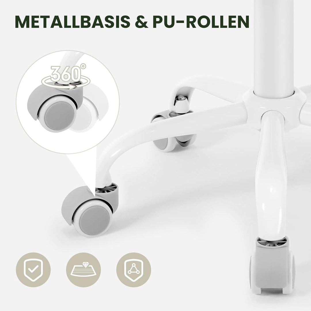 EUGAD Schminkhocker höhenverstellbar, Drehhocker mit Rollen, runder Hocker 360° drehbar, für Ankleid