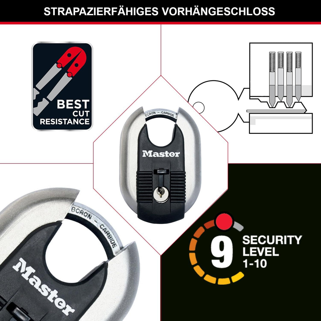 MASTER LOCK Disc-Vorhängeschloss [Schlüssel] [Edelstahl] [Aussenbereich] M187EURD - Ideal für Lagerr