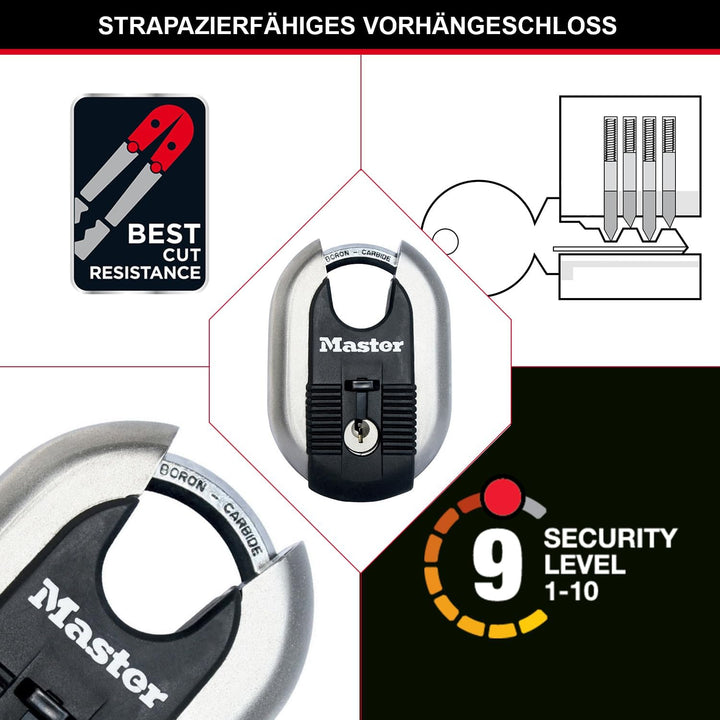MASTER LOCK Disc-Vorhängeschloss [Schlüssel] [Edelstahl] [Aussenbereich] M187EURD - Ideal für Lagerr