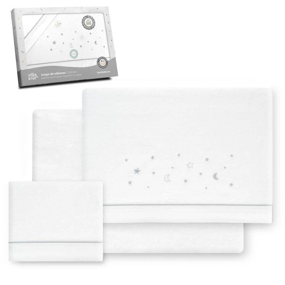 Interbaby Bettwäsche-Set für Kinderbett, 60 x 120 cm, 100% Baumwolle, warm, weich, inklusive Spannbe