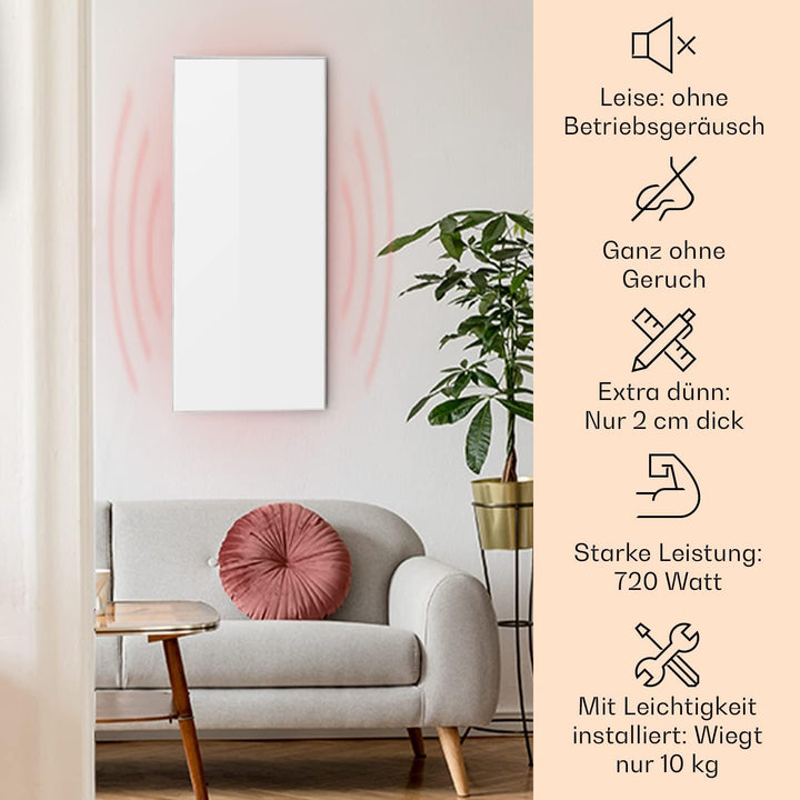 Klarstein Infrarotheizung mit Thermostat, 720 Watt Elektroheizung, Bild-Infrarotheizung zur Wandmont