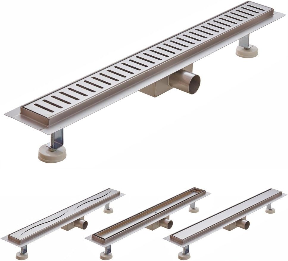 Edelstahl Bodenablauf Duschrinne Ablaufrinne Siphon Dusche 50-120 cm 7 Muster Sanlingo, Design:Welle