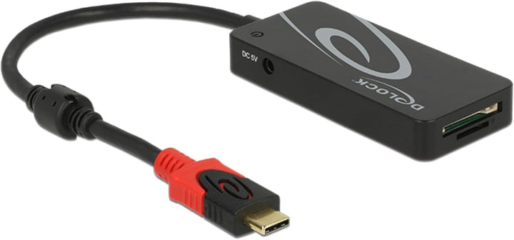 DeLock Externer USB 3.1 Gen 1 Hub USB Type-C > 3 x USB Typ-A + 2 Slot SD Card Reader schwarz