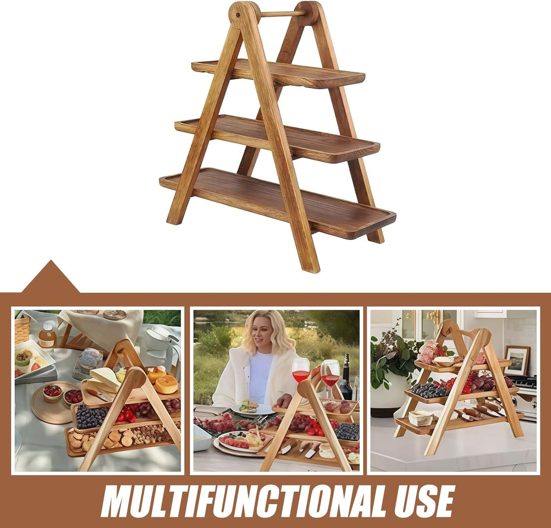 Cupcake Ständer Holz, Serviertablett Mit 3 Ebenen, Dekorativ 3-Stöckiger Serviertablett Aus Holz, Fa