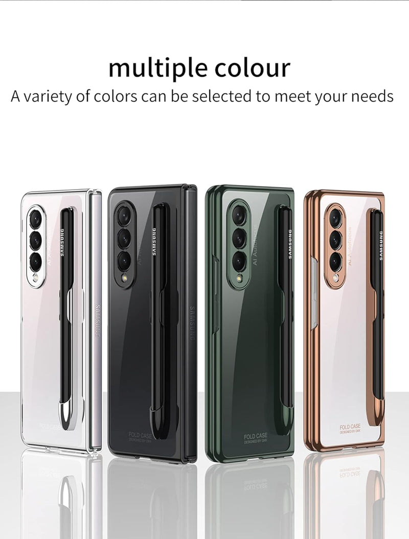 COQUE Samsung Galaxy Z Fold 3 Case Cover/Gorgeous Shiny Side Transparent Shell with Stylus Slot,Fold