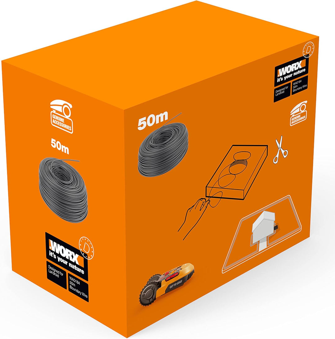 WORX WA0184 Begrenzungsdraht für Landroid Mähroboter – 50m stabiles Begrenzungskabel zum Eingrenzen