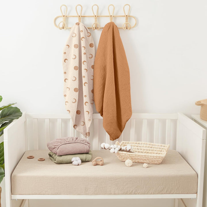 Bearmoss 2er Set Kinder Spannbettlaken,Musselin-Bettlaken 100% Baumwolle Baby-Bettlaken 60x120cm/140