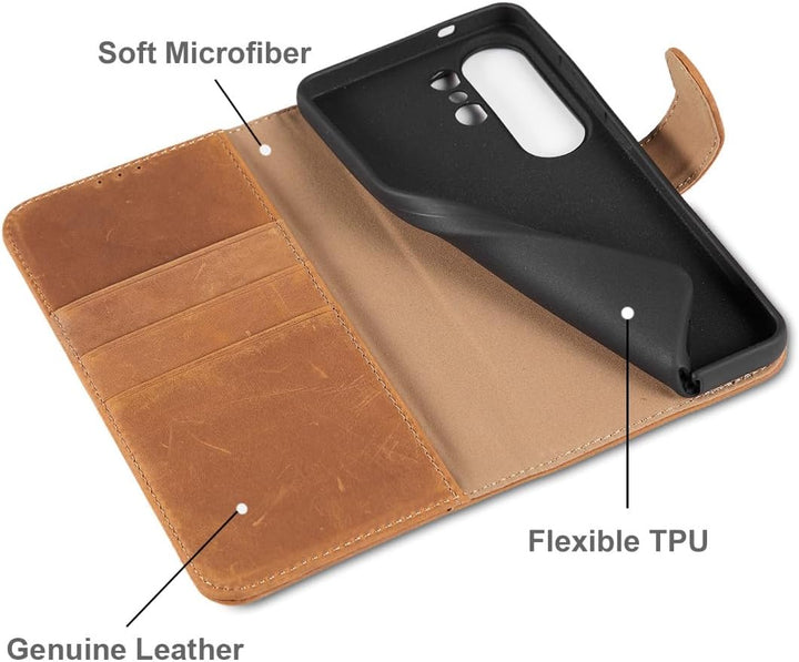 LENSUN Echtleder Hülle für Samsung Galaxy S26 Ultra, Handyhülle [Echtes Leder][RFID Schutz] Lederhül