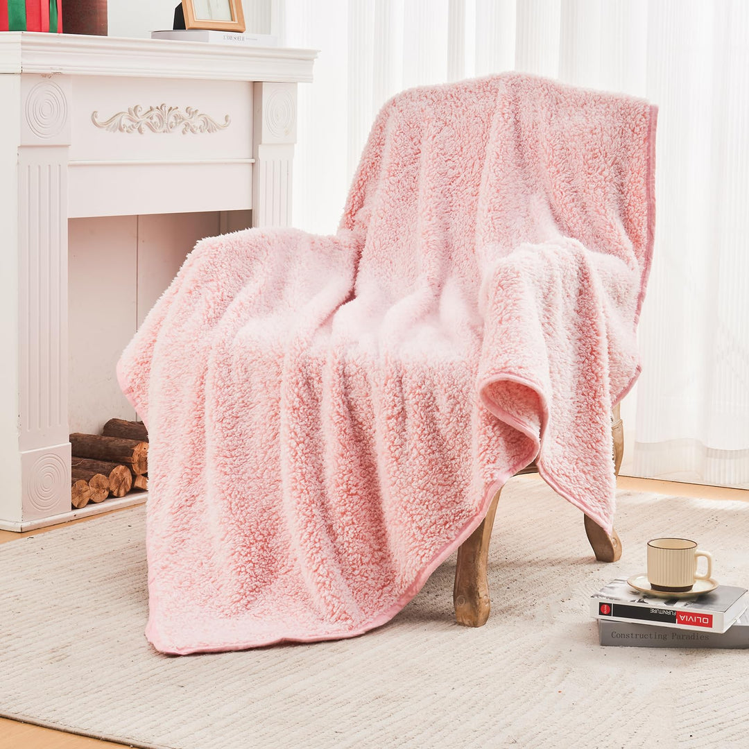 EMME Sherpa-Decke, Fleece-Überwurfdecke, weich, Plüsch, warme und gemütliche Decke, doppellagig, 3D-