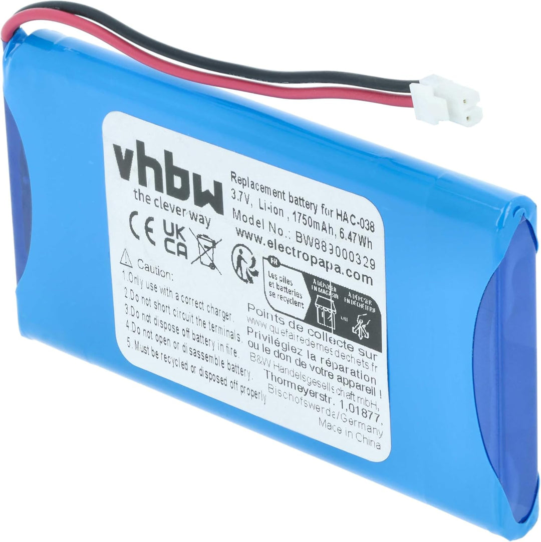vhbw Akku Ersatz für Nintendo HAC-038 für Spielekonsole (1750 mAh, 3,7 V, Li-Ion)