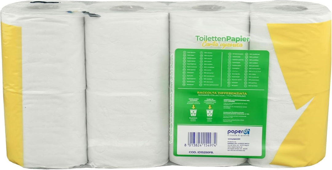 64 Rollen Toilettenpapier | 2-lagig | je 250 Blatt | besonders weiches, saugfähiges Papier| günstige