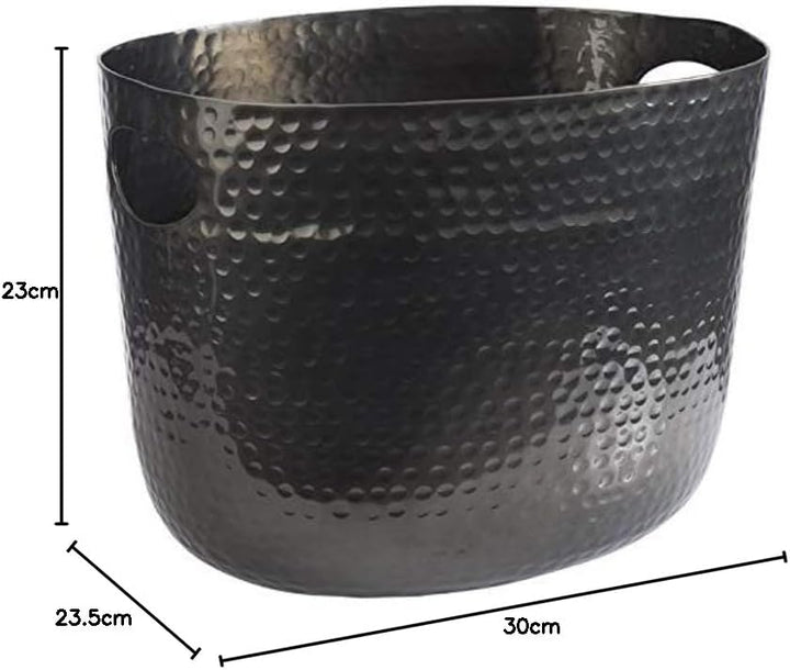 APS 36112 Wein- / Sektkühler, 30 x 23,5 cm, H: 23 cm, Aluminium, Gunmetal-Look, gehämmerte Oberfläch