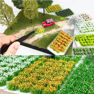 Cayway 128 Stück Scenics Gras Grasbüschel, Static Grass Tuft Schnee Statische Grass für Miniatur Orn