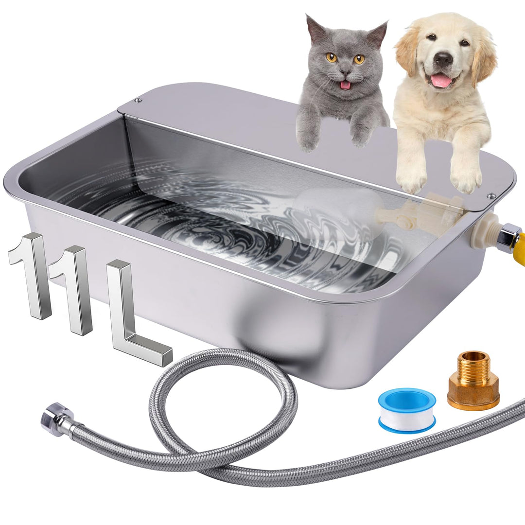 Automatischer Hundewasserspender, 11L Edelstahlnapf für Grosse Hunde, Selbstfüllender Automatischer