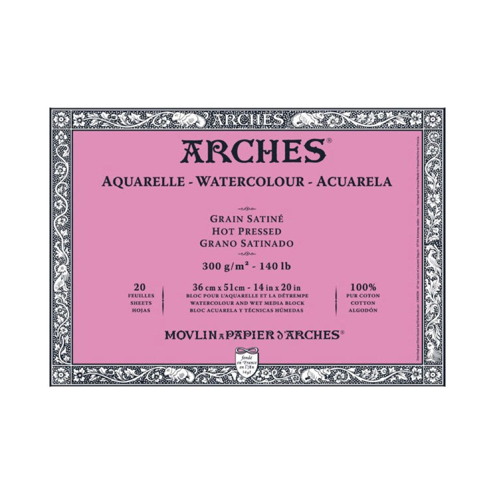 Arches 1795075 Aquarellpapier im Block (36 x 51 cm, 4-seitig geleimt, 300g/m² Satiniert) 20 Blatt na