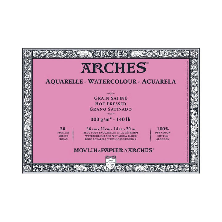Arches 1795075 Aquarellpapier im Block (36 x 51 cm, 4-seitig geleimt, 300g/m² Satiniert) 20 Blatt na