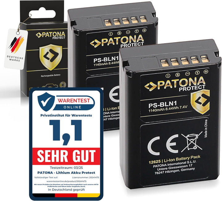 PATONA 2X Protect V1 Akku BLN-1, NTC Kompatibel mit Olympus OMD E-M5 E-M1 Stylus XZ-2 Pen E-P5