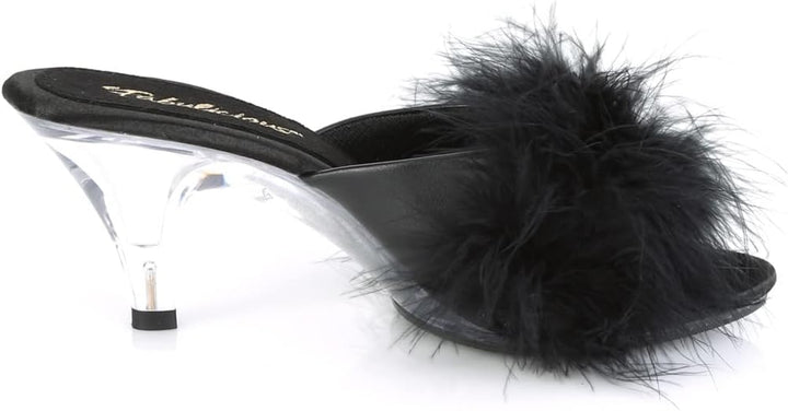 Fabulicious Mädchen BELLE-301F Offene Sandalen, Schwarz (Blk Satin-Fur/CLR), 35 EU