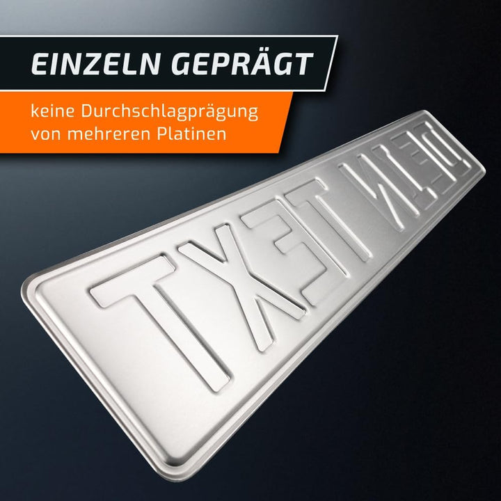 1 Hochzeit Autoschild | Weiss | Silberprägung Wunschtext | Herz &amp; Ringe Platine: Weiss, Platine: Wei