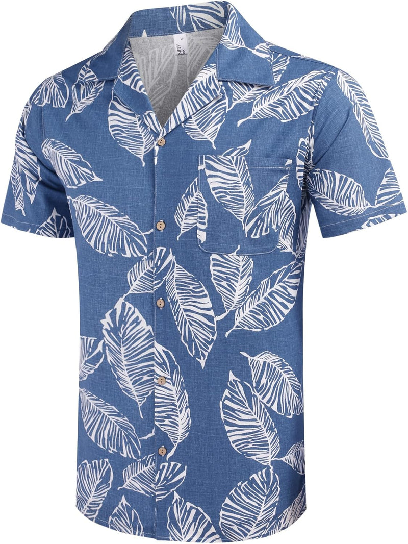 COOFANDY Hawaii Hemd Männer Kurzarm Sommer Fronttasche Hawaii-Print Freizeit Funky Baumwolle Hawaiih