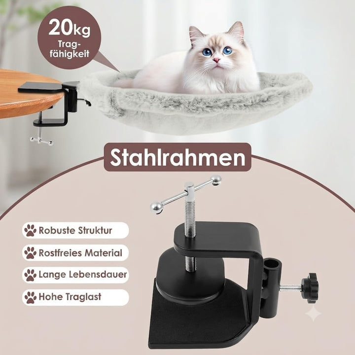 Katzenbett für Schreibtisch, Starke Bequem Katzen-Schreibtischbett bis 20kg, Weiches Katzenliege Sch