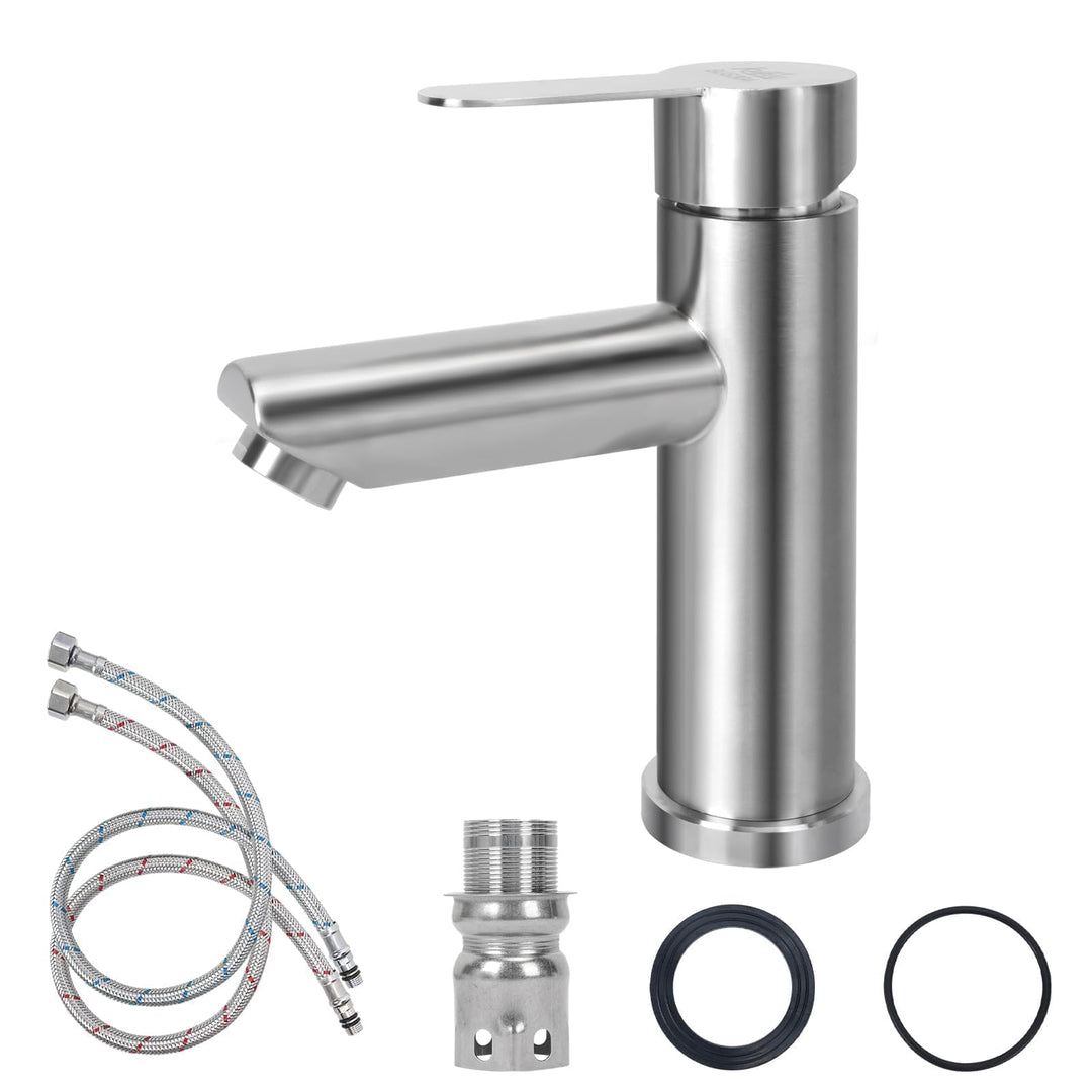 Wasserhahn Bad Silber Waschtischarmatur Hoch Badarmatur Waschbecken Armaturen Edelstahl 304 Waschbec