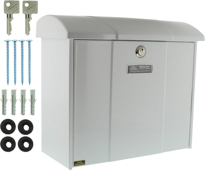 Burg-Wächter Briefkasten mit aufklappbarem Regendach, A4 Einwurf-Format, EU Norm EN 13724, Verzinkte