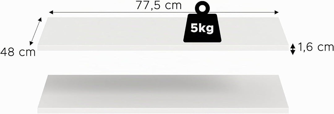 xonox.home – Schrank-Zubehör Einlegeboden-Set Kopenhagen 2X 78x48 cm in Weiss – 2er Pack Fachboden/R