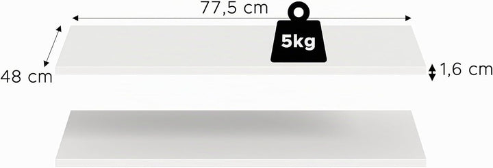 xonox.home – Schrank-Zubehör Einlegeboden-Set Kopenhagen 2X 78x48 cm in Weiss – 2er Pack Fachboden/R