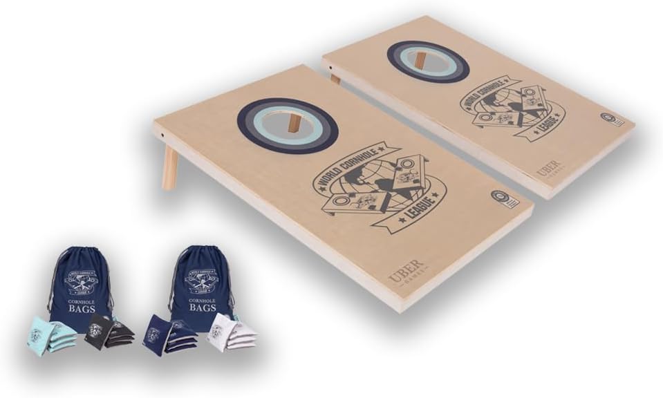Uber Games - World Cornhole League – 90 x 60 cm Doppelbrett-Set & Tasche (3 x 2 Fuss) Turnierqualitä
