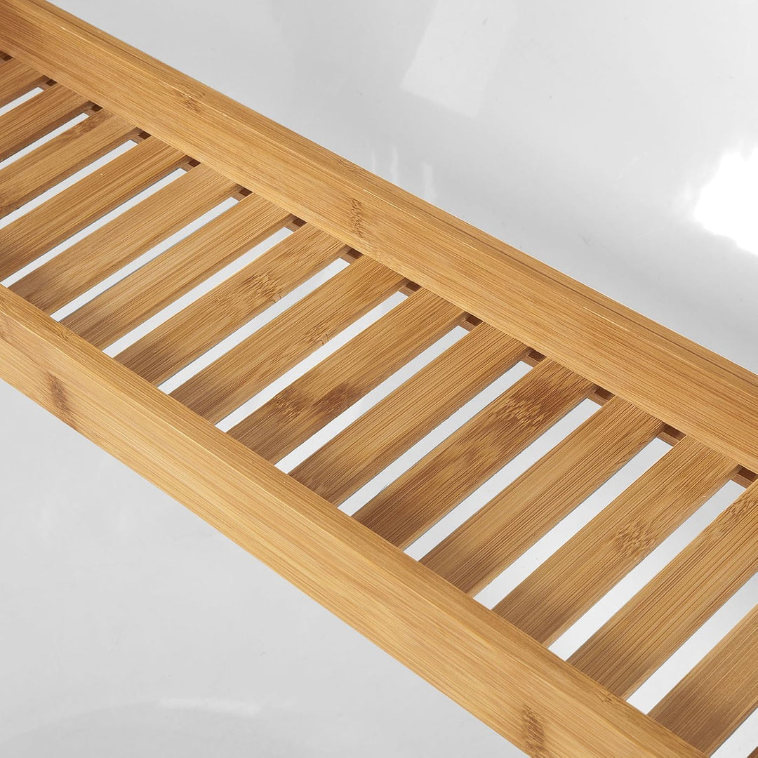 SoBuy Badewannenablage Bambus 80cm Badewannentablett Holz Wannenbrücke Extra Lang &amp; Lackiert für Gro
