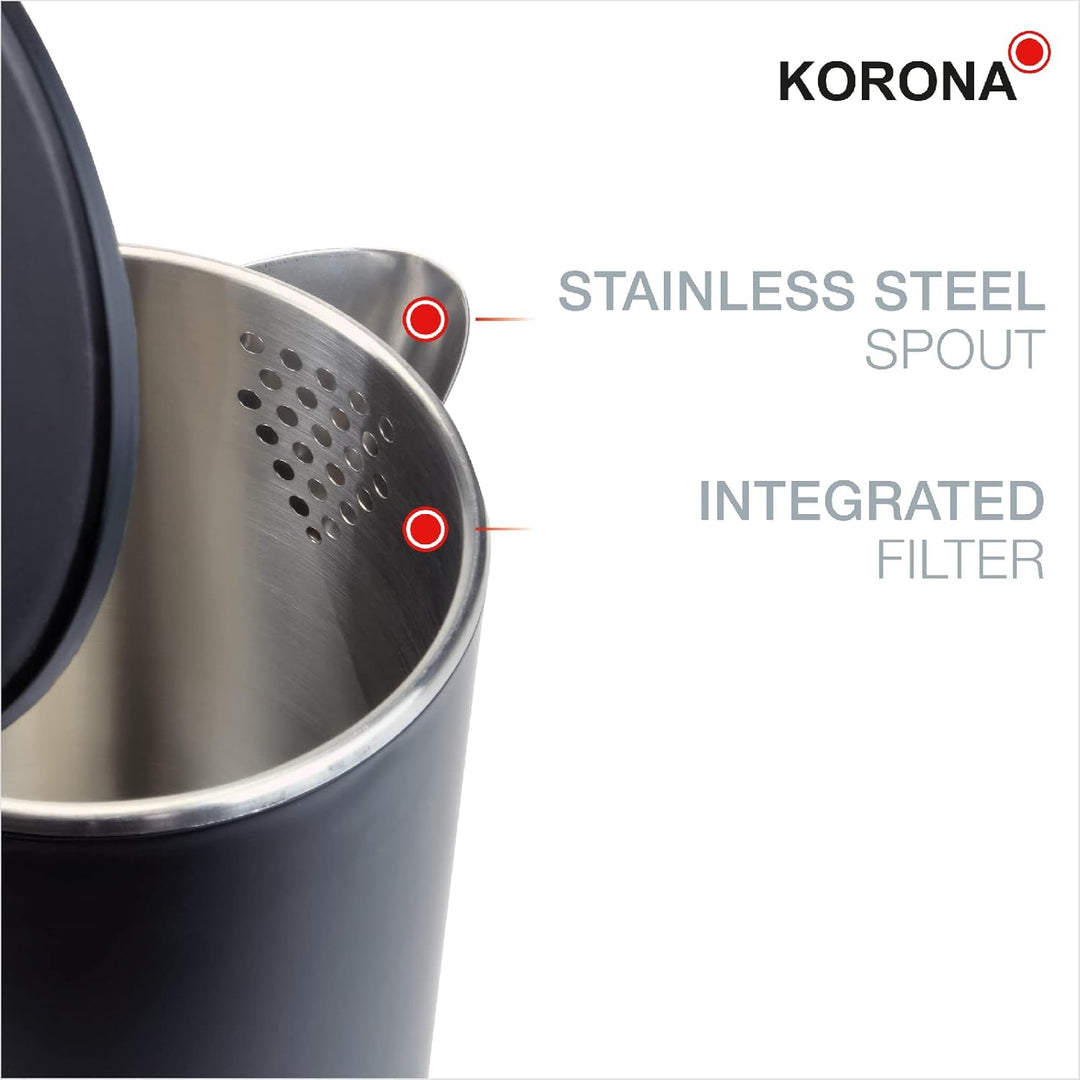 Korona 20119 Doppelwandiger Wasserkocher | 1 Liter | Hitzeabweisendes Gehäuse mit Cool Touch | 2.200