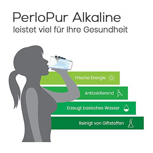 PearlCo 2L Glas Wasserfilter Krug mit 3 alkalischen Filterkartuschen - basisches Wasser durch 5 Stuf