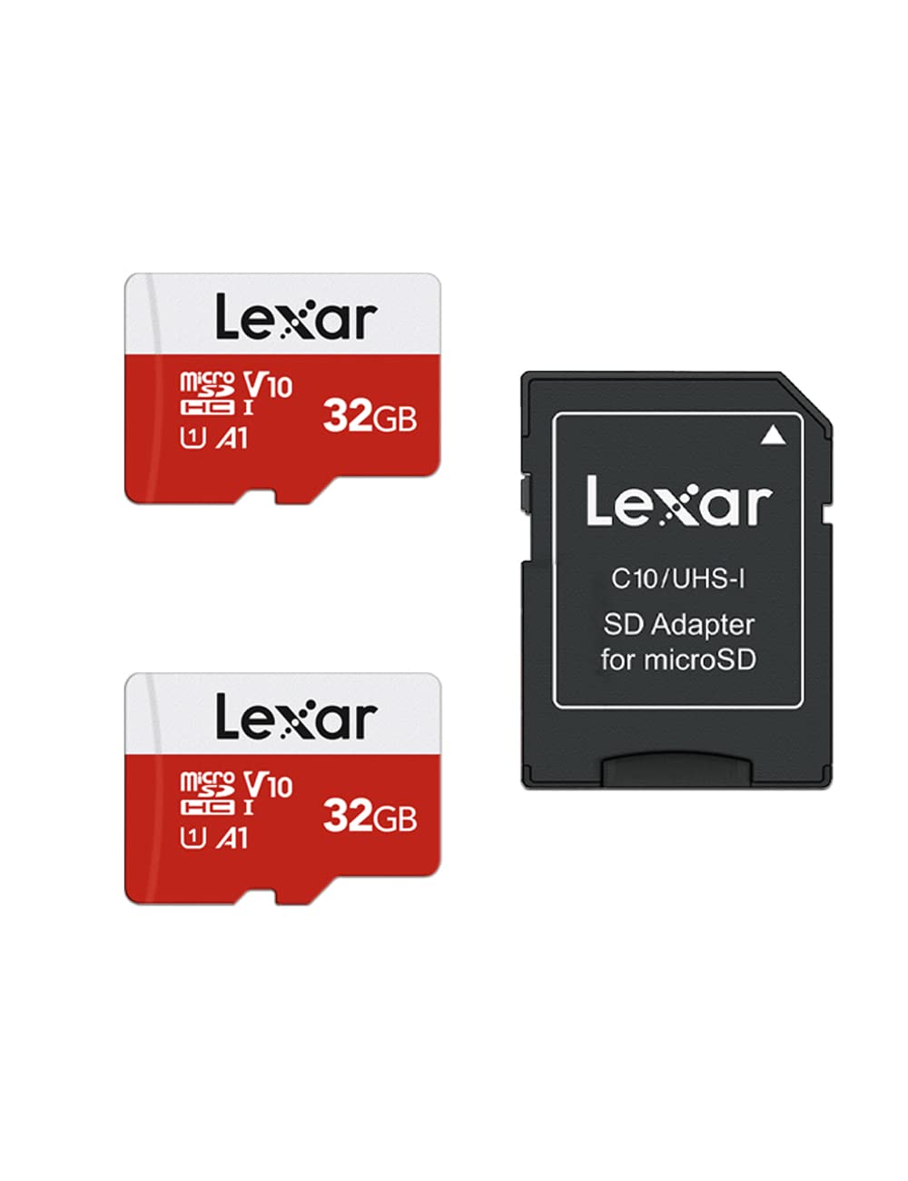 Lexar Micro SD Karte 32GB 2er Pack, Speicherkarte Micro SD mit SD Adapter, Bis zu 100 MB/s Lesegesch