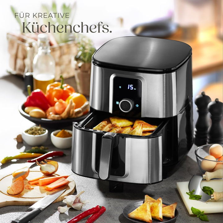tectake® Heissluftfritteuse XXL -90% weniger Öl, 10,2l Fassungsvermögen, Touchscreen-Display, Airfry