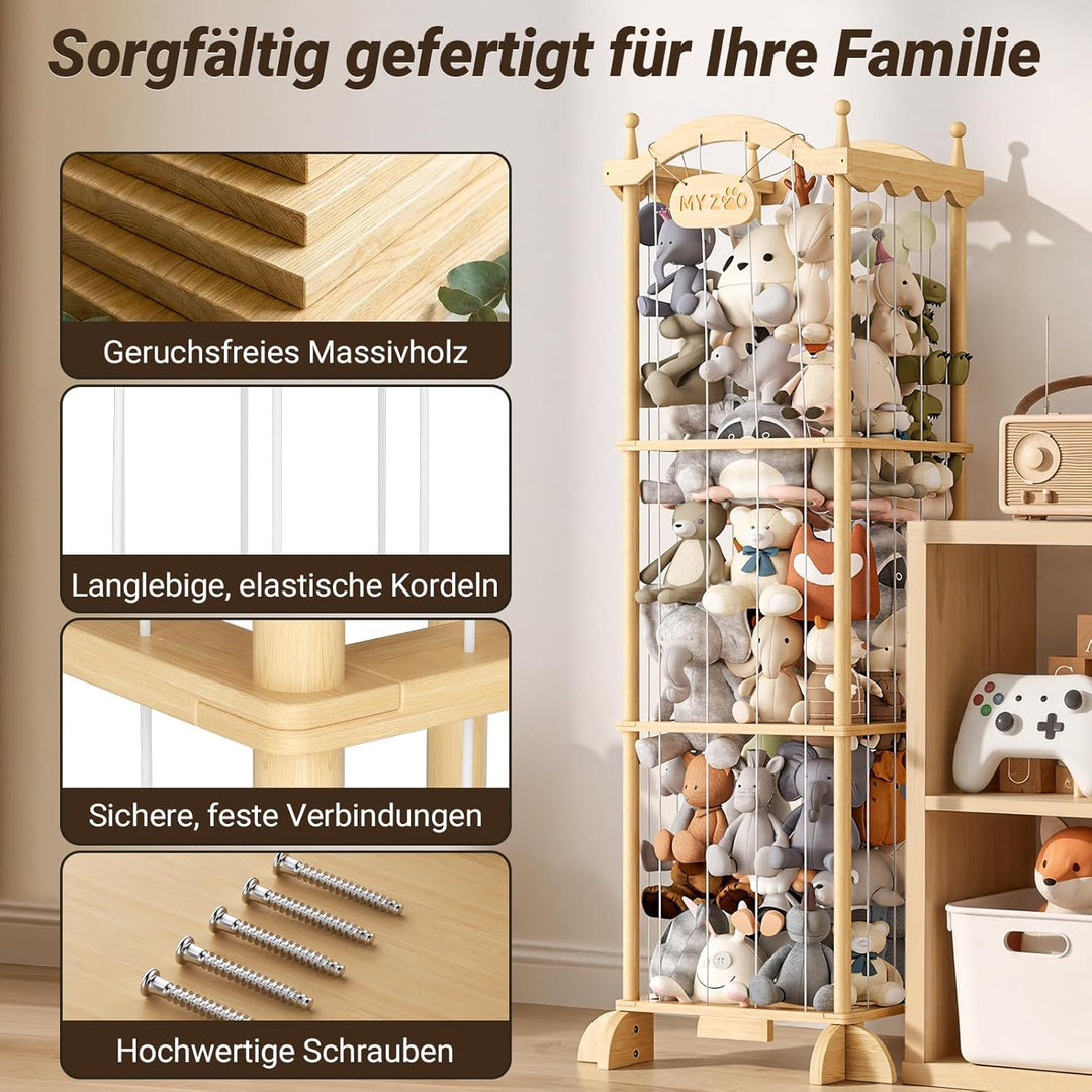 COSYLAND Holz Kuscheltier Aufbewahrung - Stofftier Aufbewahrung -Plüschtier Aufbewahrung für Kinderz