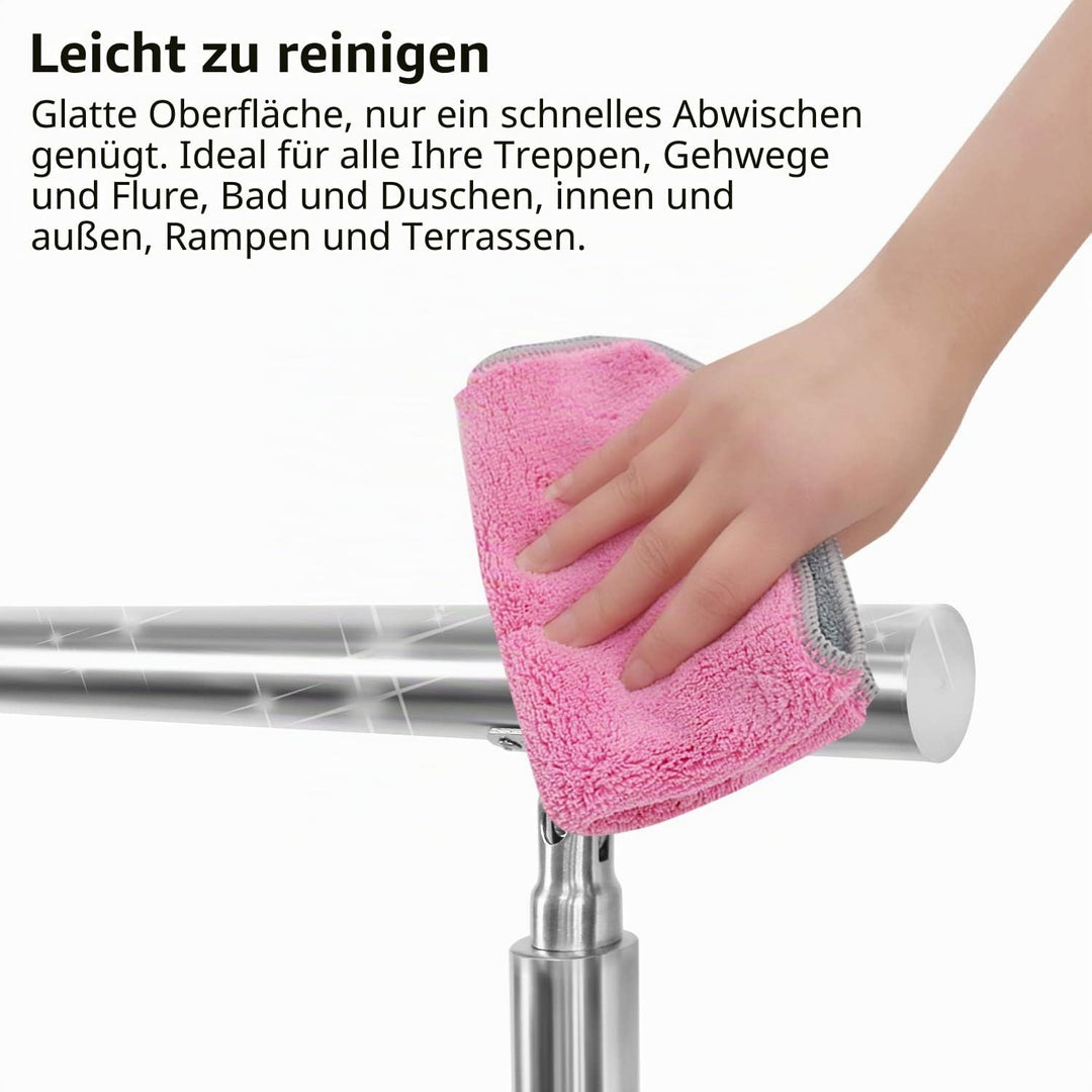 SWANEW Handlauf Edelstahl,Treppengeländer innen &amp; aussen, 100 cm, Ø 42mm, mit 2 Querstreben für den