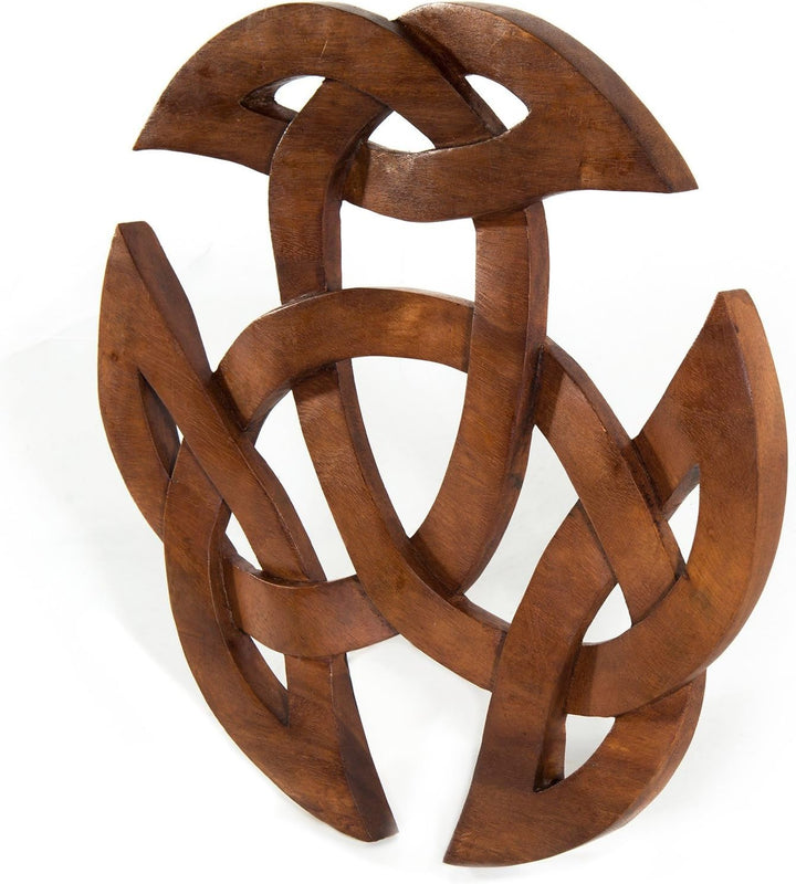 Windalf Grosses Celtic Holz Wandbild ARWAIN Ø 30 cm Wandornament Offene Dreifalt Wandfigur Handarbei