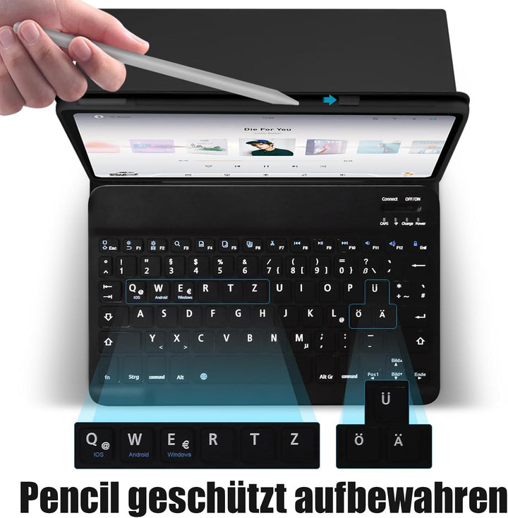 KTOITION Hülle mit Tastatur für Lenovo Tab M11 11 Zoll 2024 (TB330FU/TB330XU), Schutzhülle mit Magne