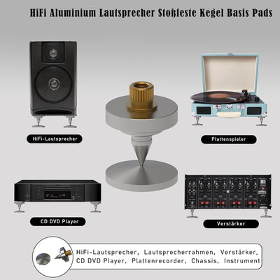 Monosaudio 4X HiFi Lautsprecher-Spikes M8-Gewinde Verstärker Ständer Füsse Aluminium Lautsprecher Un