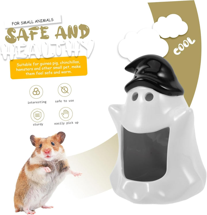 HEMOTON Keramisches Hamster Nest Halloween Geisterform Kühlversteck für Sommer Hamsterhaus für Klein