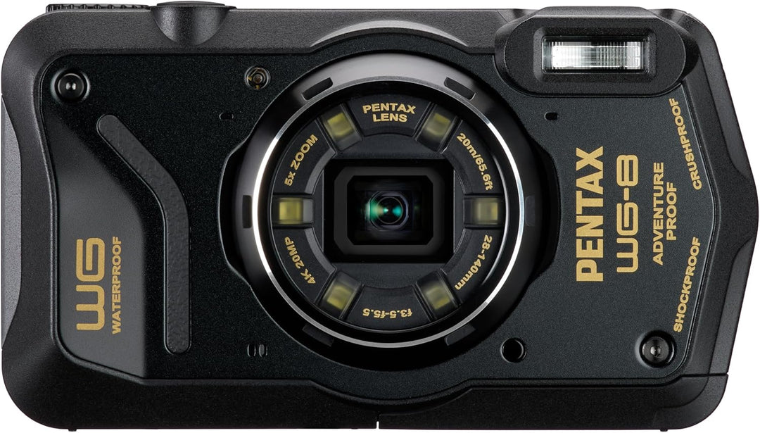 PENTAX WG-8 Schwarze Allwetter-Abenteuerkamera mit hervorragender wasserdichter, staubdichter und st