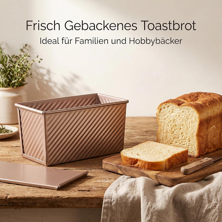 2 Stück Klein Toastbrot Backform mit Deckel 230g und 450g, Gold