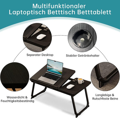 Laptoptisch Klappbar Betttisch Notebooktisch Betttablett Frühstückstablett PAD Ständet Tabletttisch