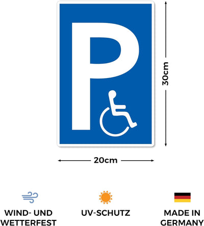 5 Stück Behindertenparkplatz Schild 20 x 30 cm aus stabiler PVC Hartschaumplatte 3mm Parkplatz für R