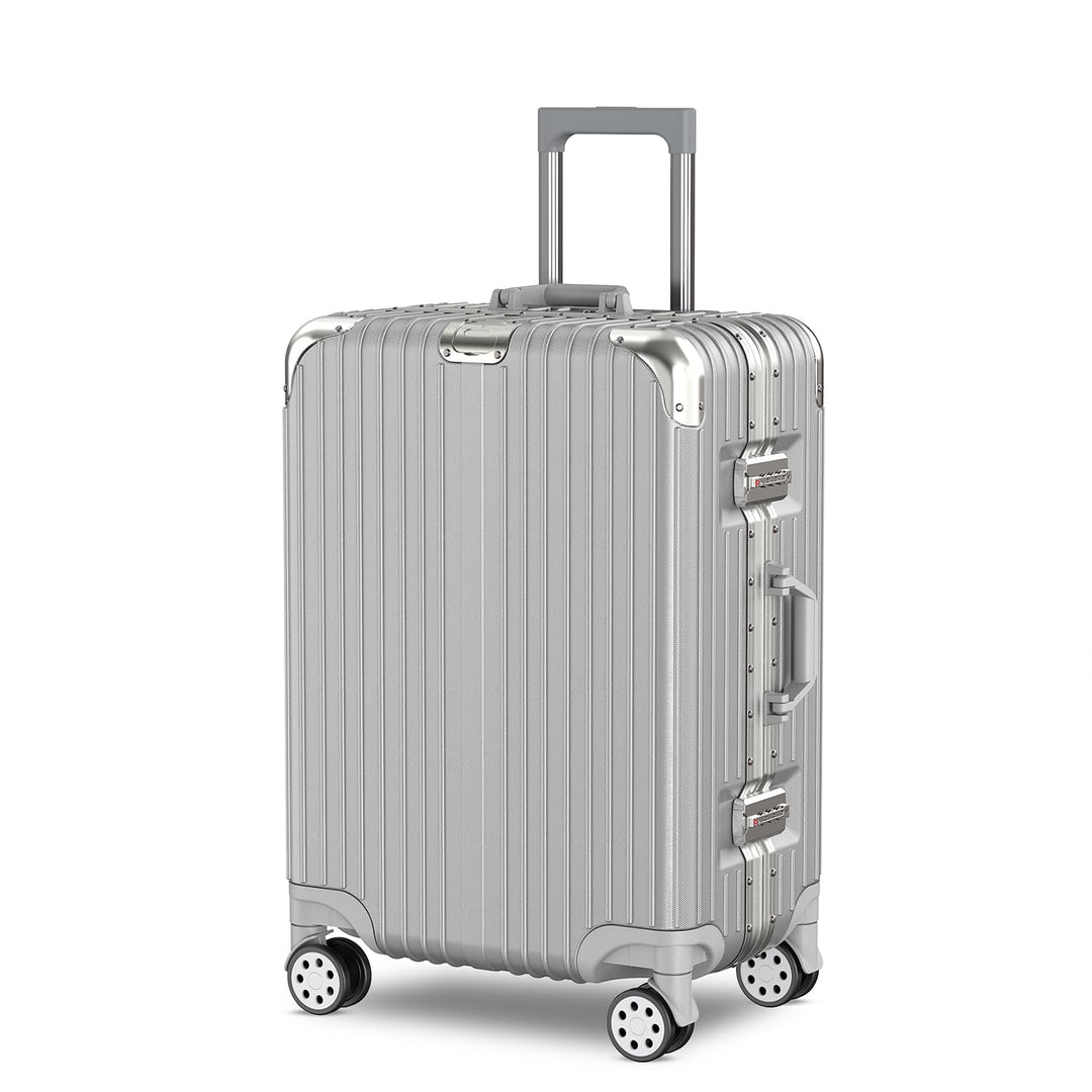 Voyagoux Koffer - 72L, Hartschalenkoffer mittelgross, TSA-Schloss, Aluminium, Reisekoffer mit Rollen