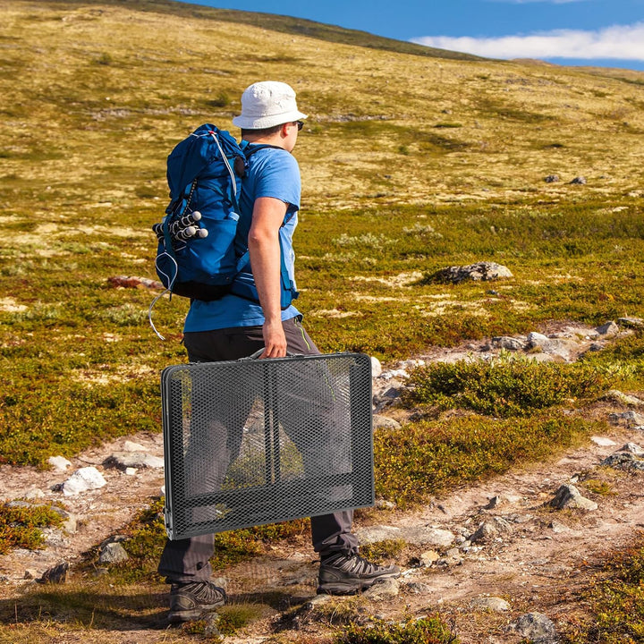 E EASTSTORM Campingtisch Klappbar 90×60cm，Gartentisch，Grilltisch mit Metallgitterplatte，Leicht und T